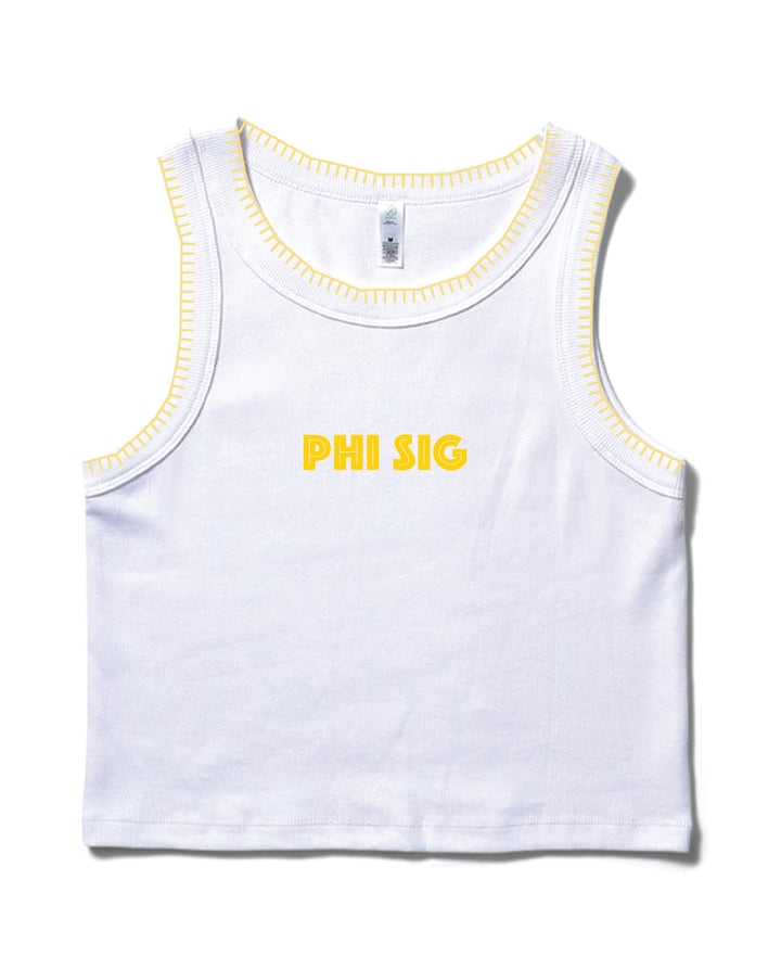 Simple Yellow Stitched Sorority Tank