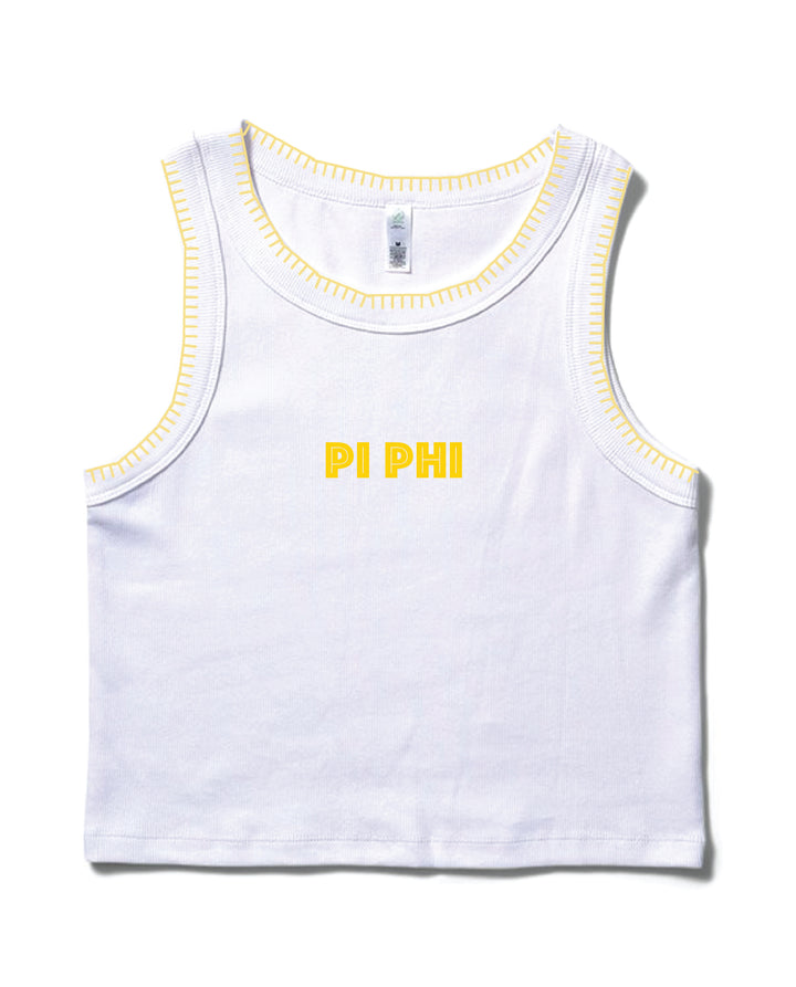 Simple Yellow Stitched Sorority Tank
