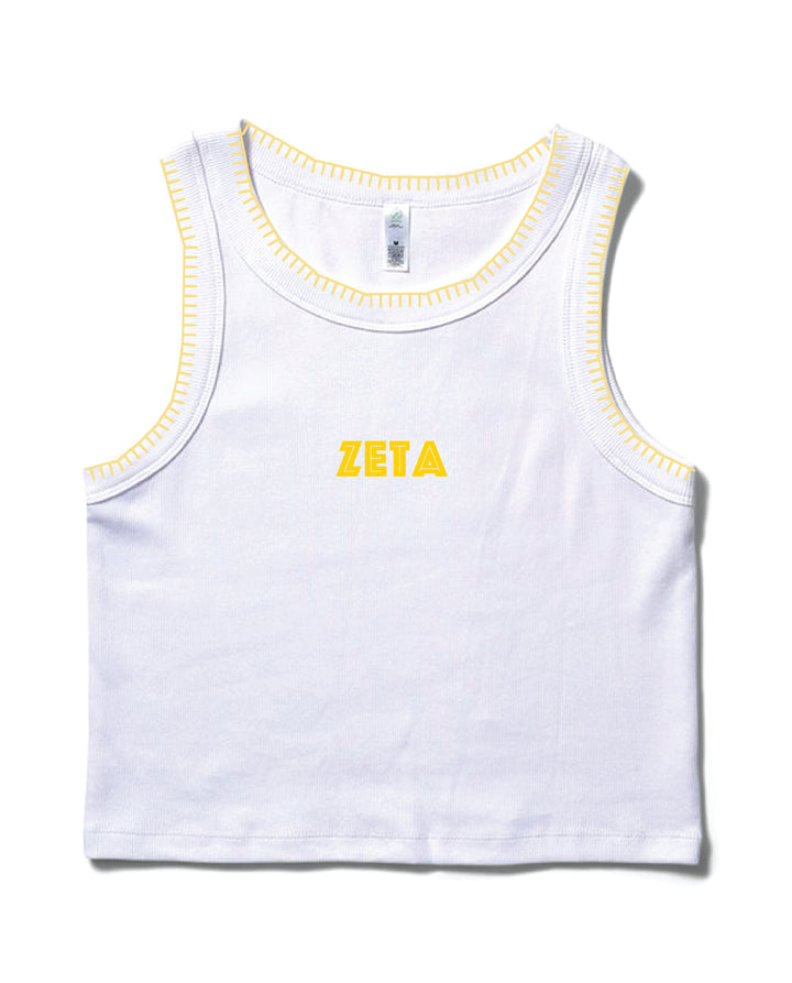 Simple Yellow Stitched Sorority Tank