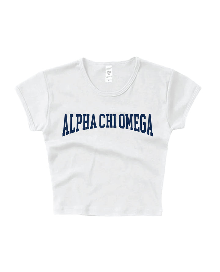 Alpha Chi Omega Everyday Navy Print Baby Tee