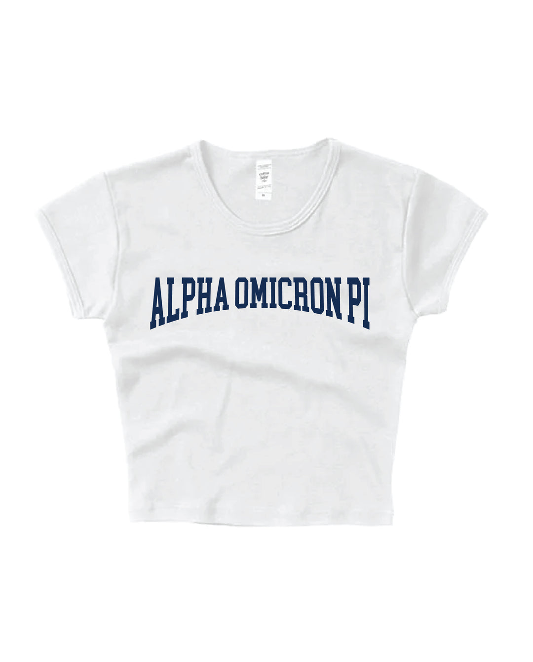 Alpha Omicron Pi Everyday Navy Print Baby Tee
