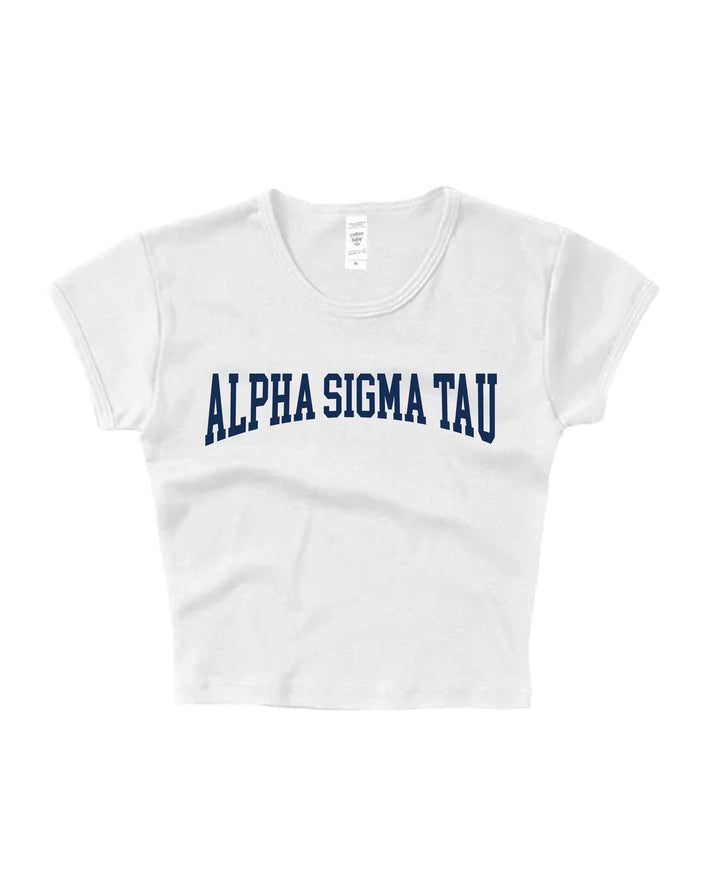 Alpha Sigma Tau Everyday Navy Print Baby Tee