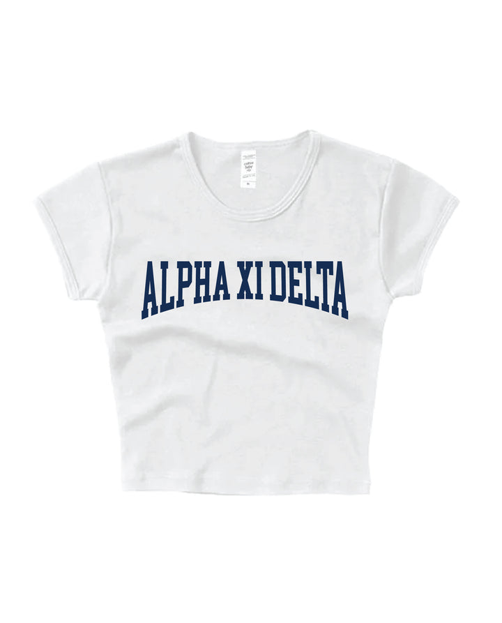 Alpha Xi Delta Everyday Navy Print Baby Tee