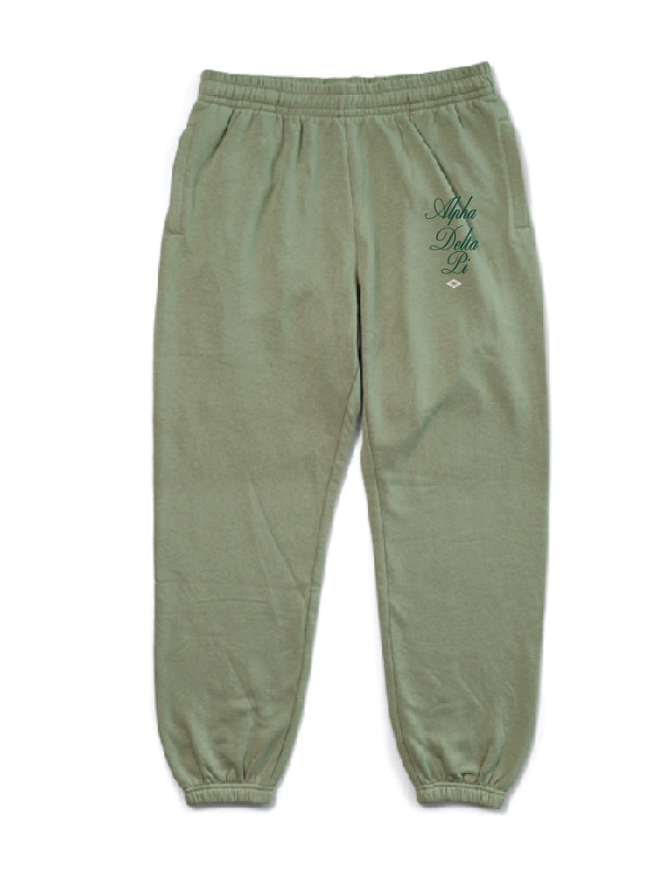 Alpha Delta Pi Embroidered Script Matching Set Sage Joggers