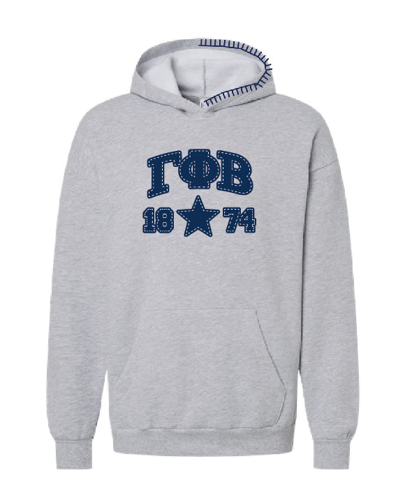Star Navy Hood Stitch Sorority Hoodie