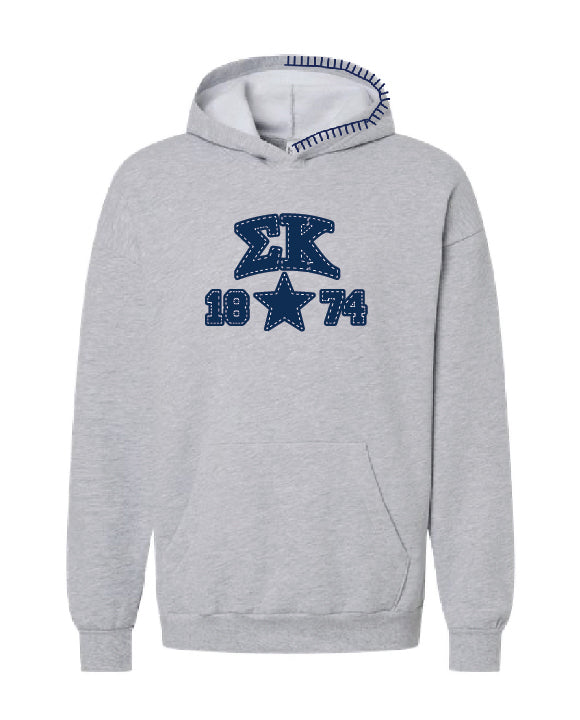 Star Navy Hood Stitch Sorority Hoodie