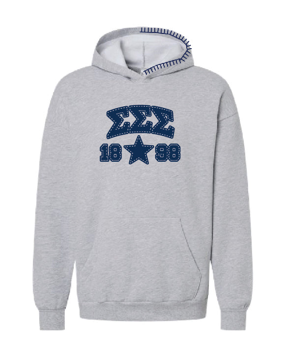 Star Navy Hood Stitch Sorority Hoodie