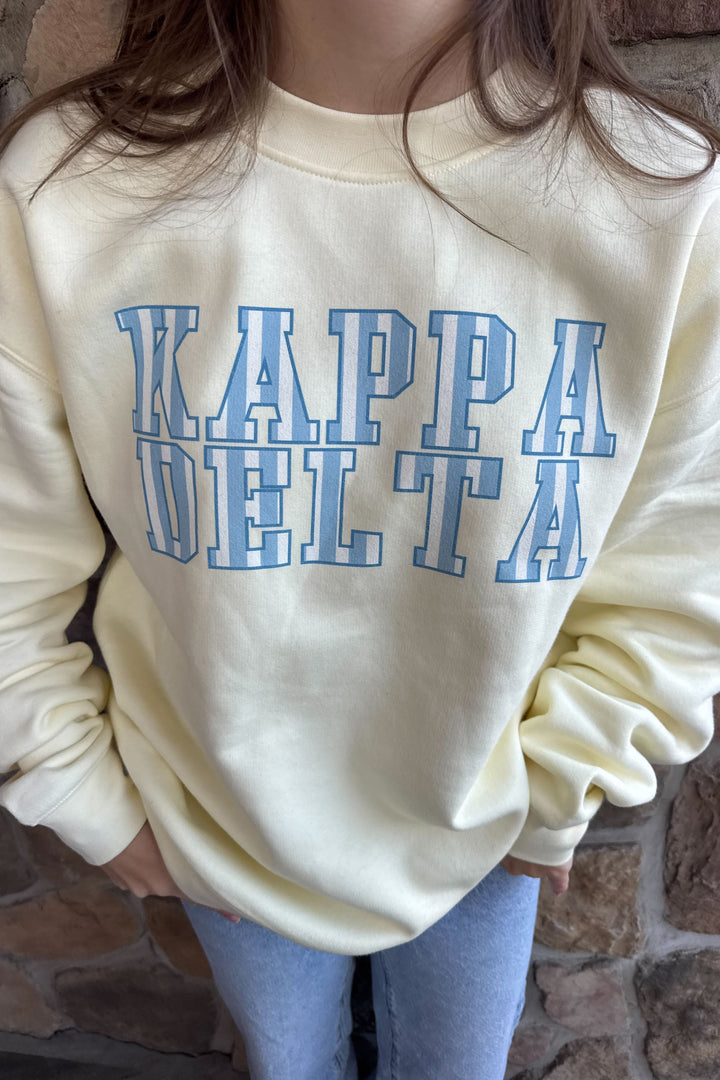 Striped Letters Heavy Weight Butter Sorority Crewneck
