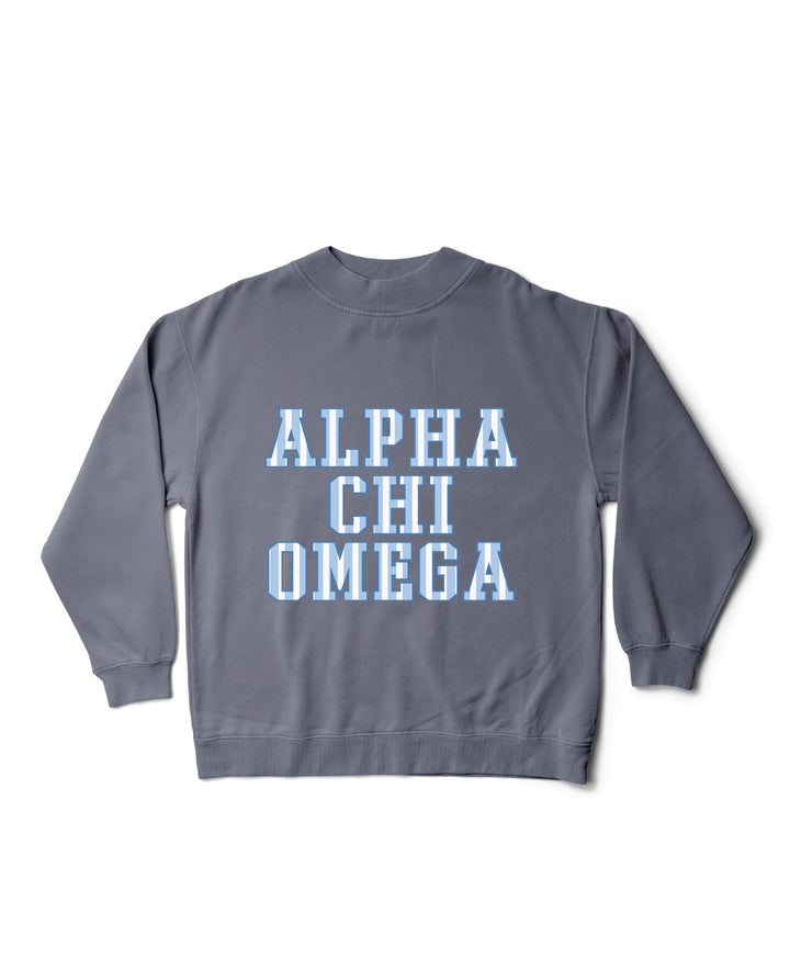 Striped Mock Neck Sorority Crewneck