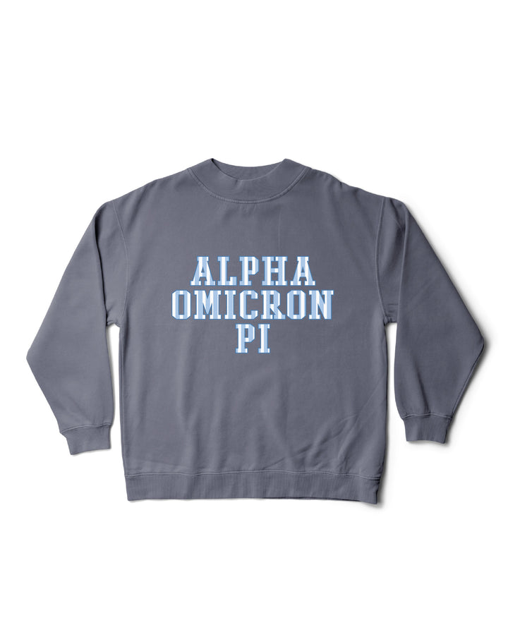 Striped Mock Neck Sorority Crewneck