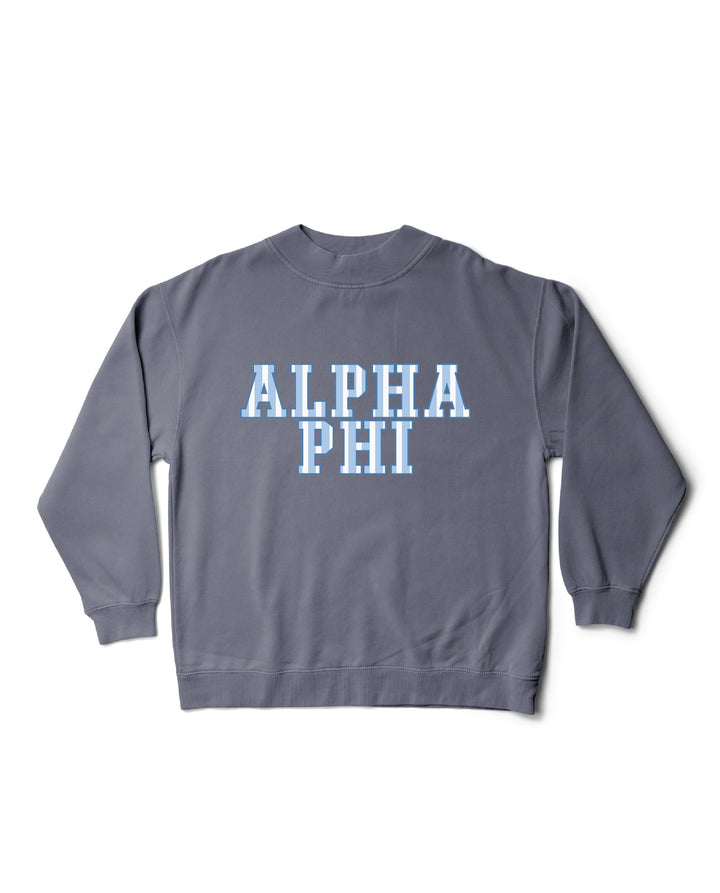 Striped Mock Neck Sorority Crewneck