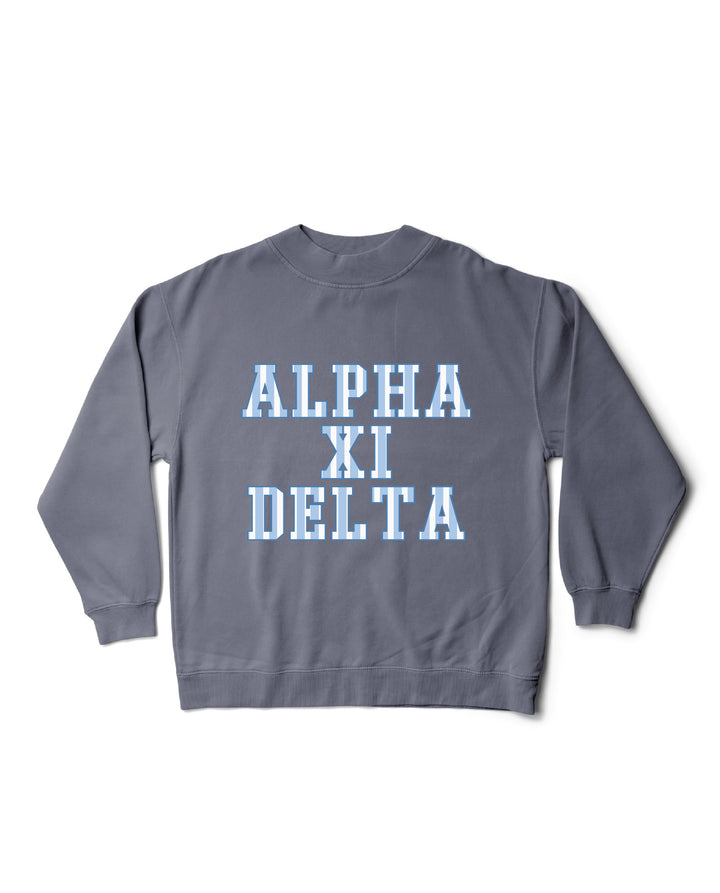 Striped Mock Neck Sorority Crewneck