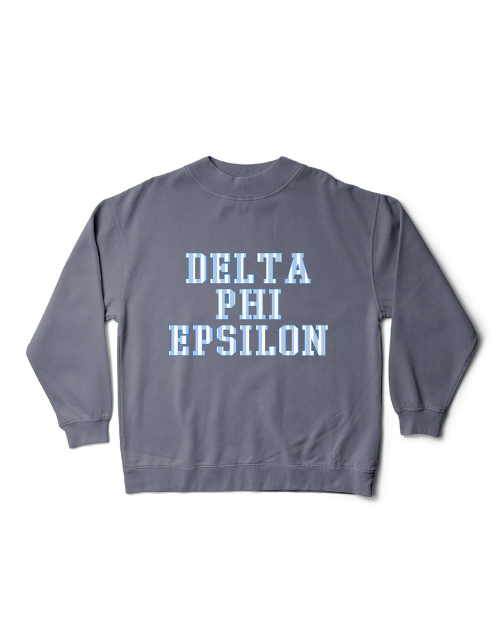 Striped Mock Neck Sorority Crewneck