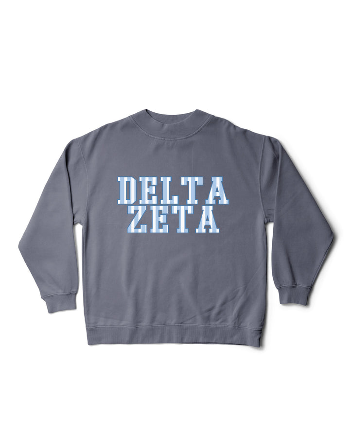 Striped Mock Neck Sorority Crewneck