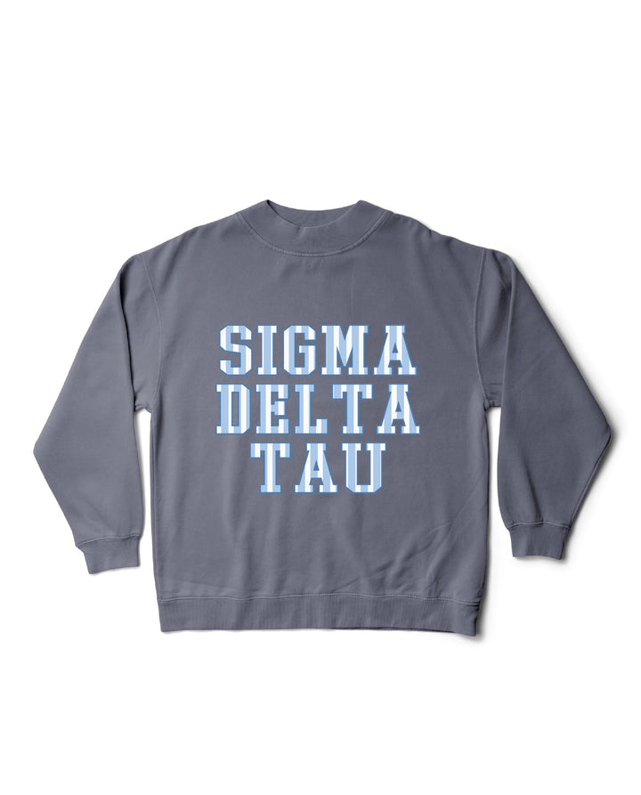 Striped Mock Neck Sorority Crewneck
