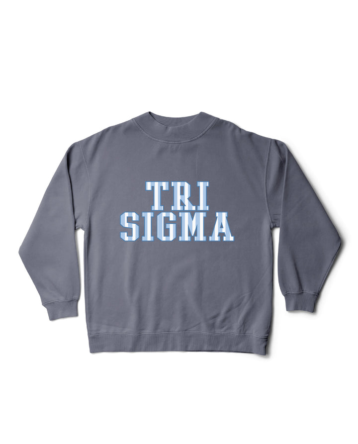 Striped Mock Neck Sorority Crewneck