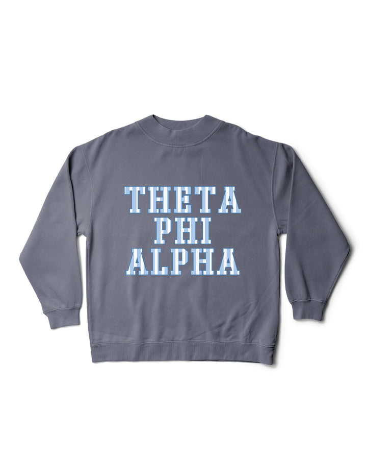 Striped Mock Neck Sorority Crewneck