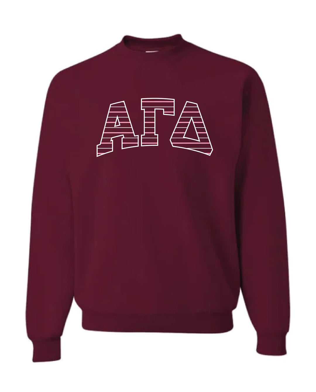 Striped Embroidered Maroon Sorority Crewneck