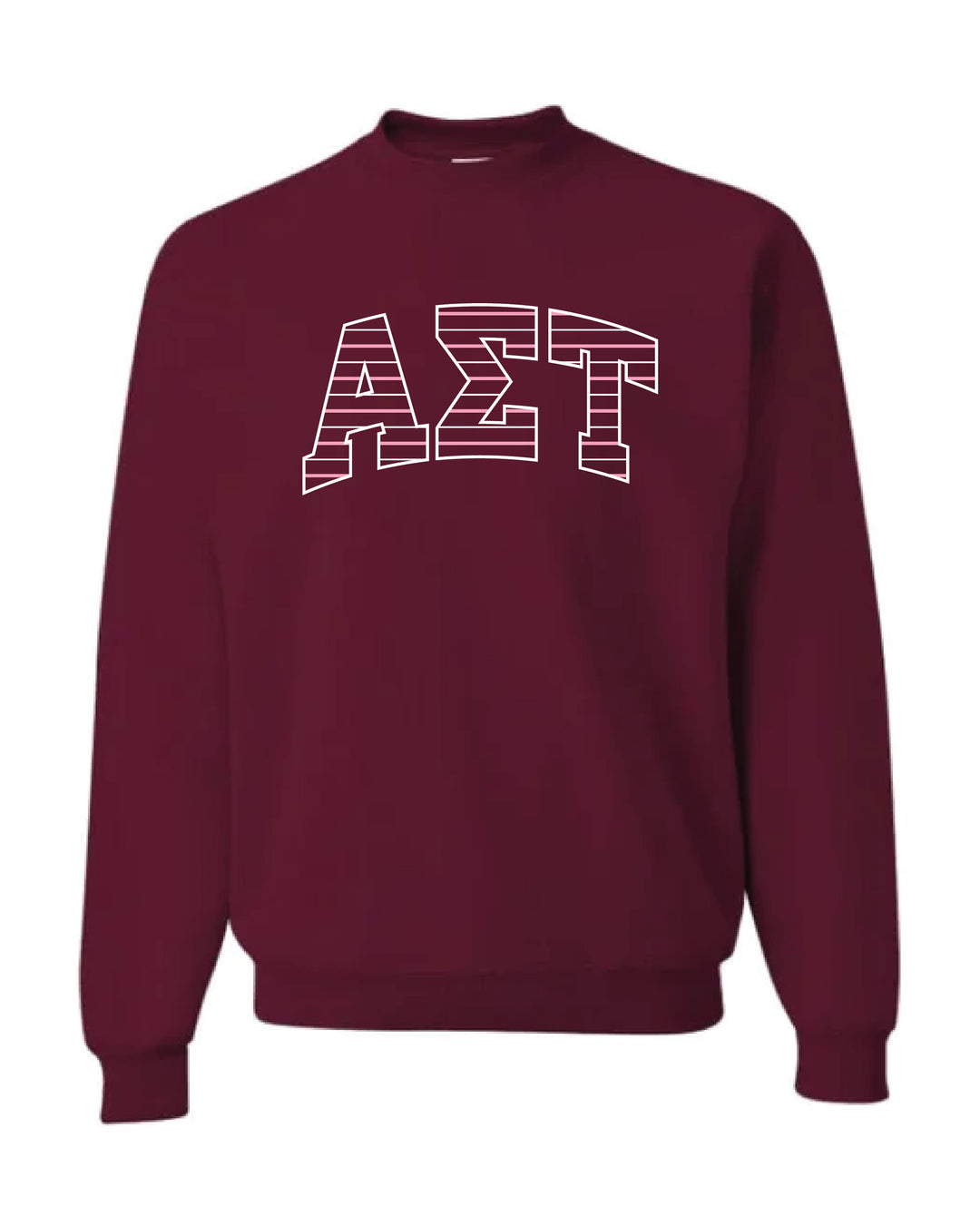 Striped Embroidered Maroon Sorority Crewneck
