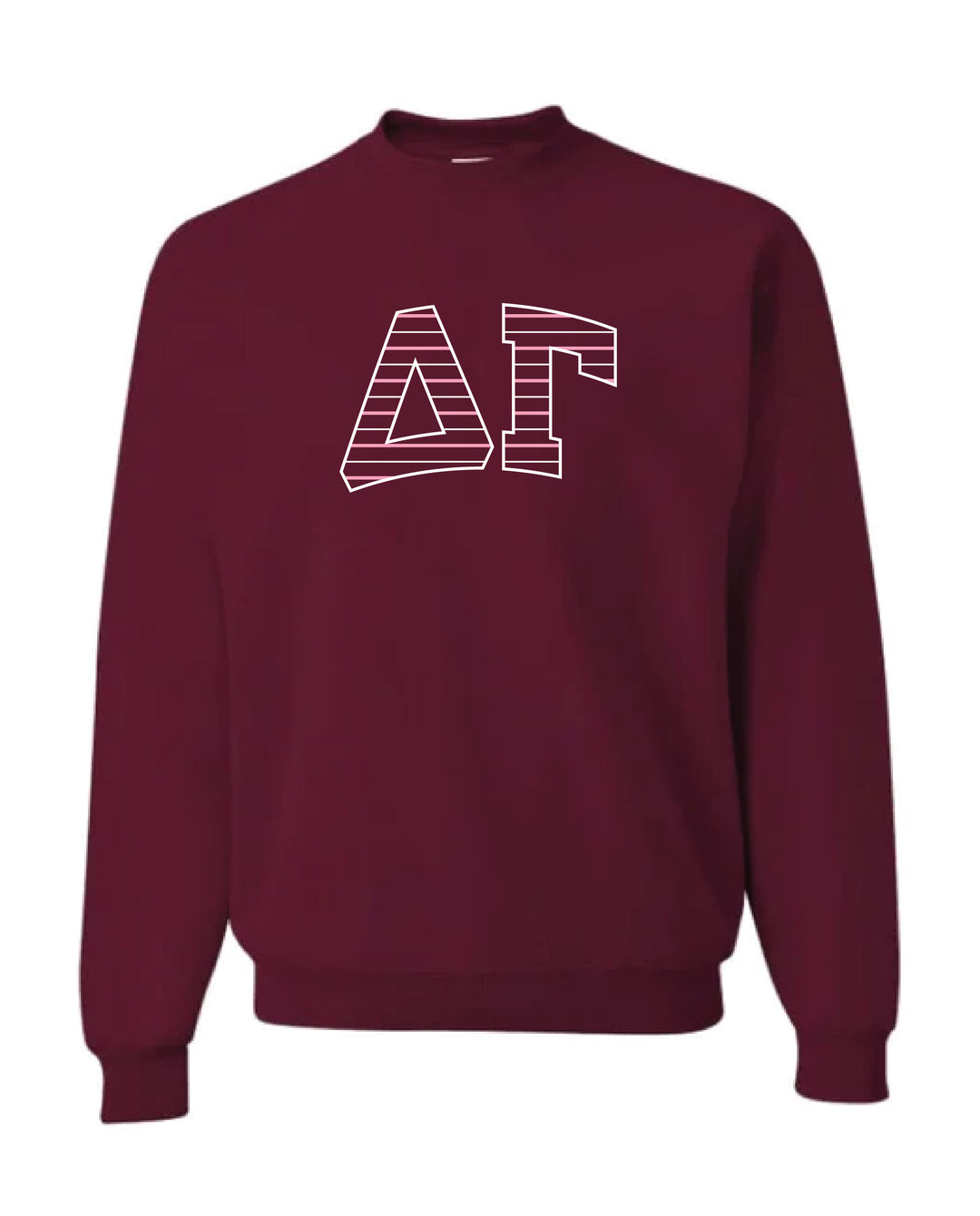 Striped Embroidered Maroon Sorority Crewneck
