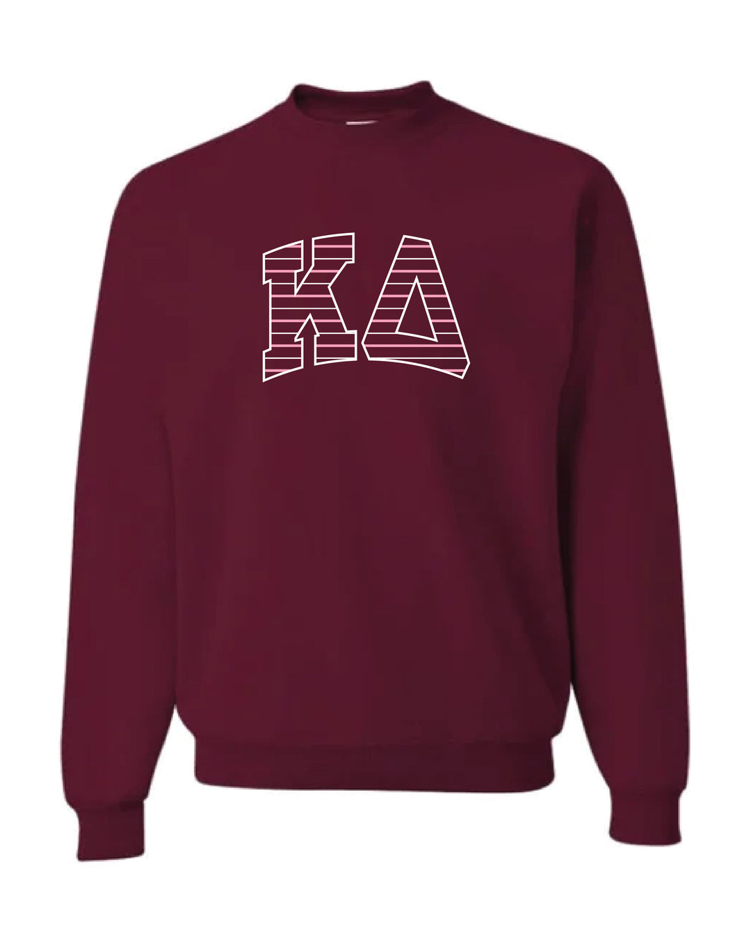 Striped Embroidered Maroon Sorority Crewneck
