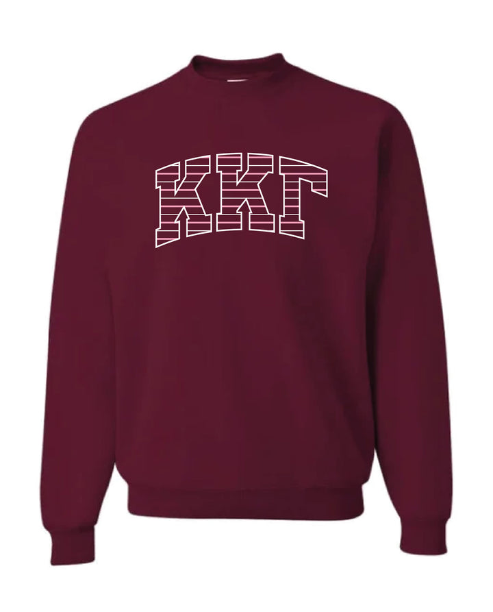 Striped Embroidered Maroon Sorority Crewneck