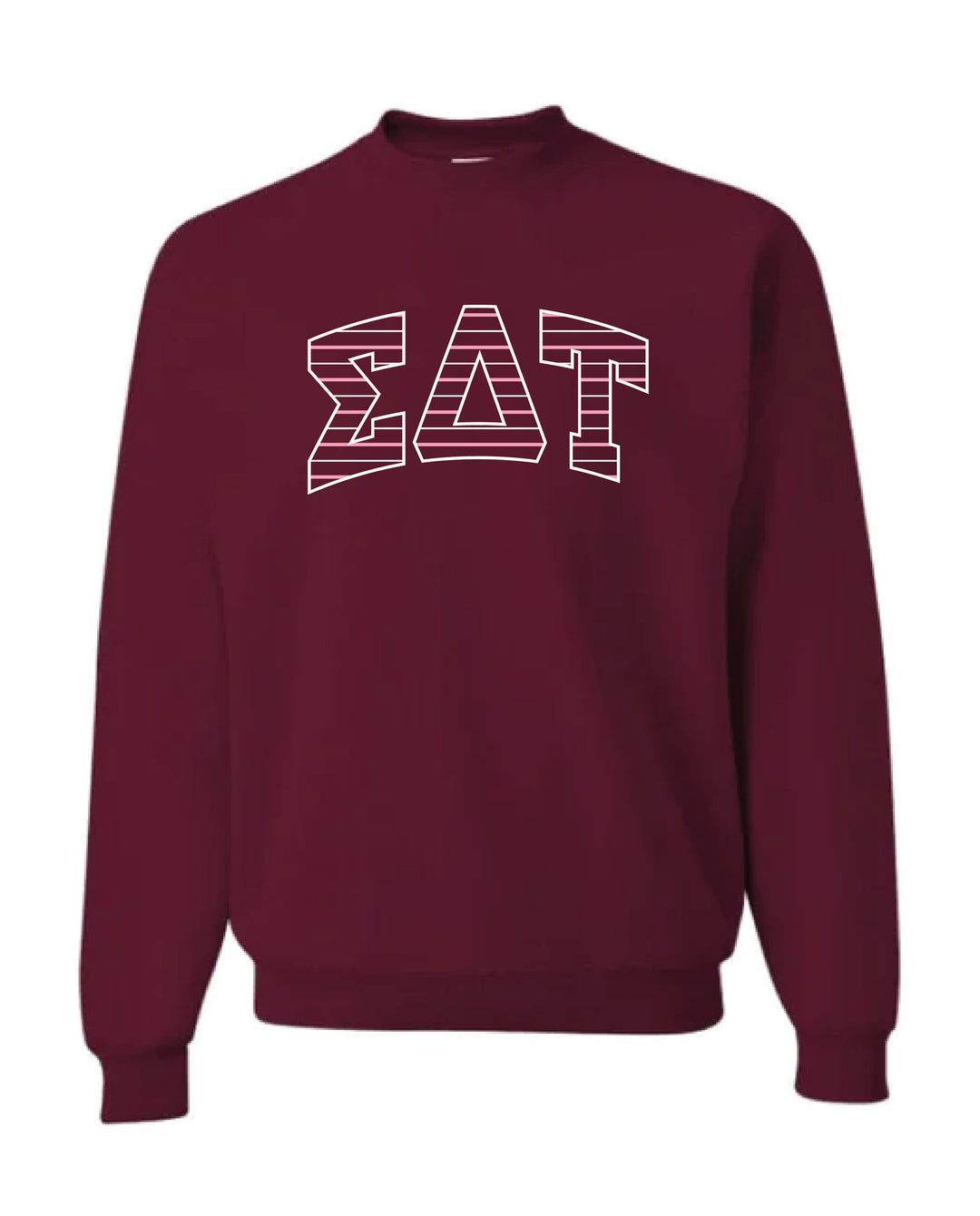 Striped Embroidered Maroon Sorority Crewneck