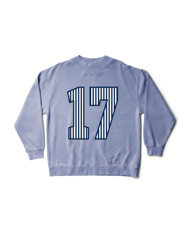 Striped Est Year Mock Neck Sorority Crewneck