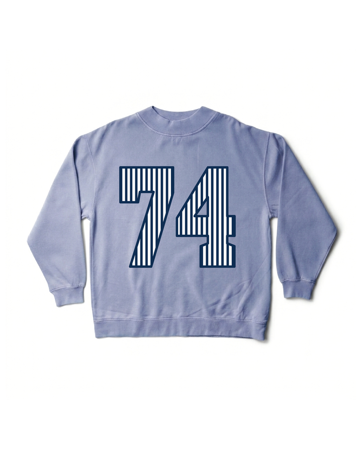 Striped Est Year Mock Neck Sorority Crewneck