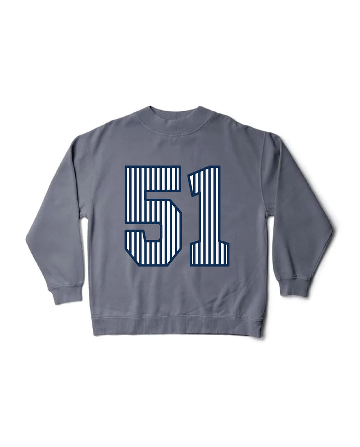 Striped Est Year Mock Neck Sorority Crewneck