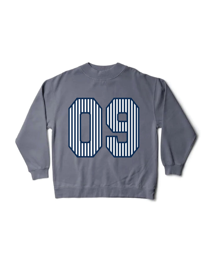 Striped Est Year Mock Neck Sorority Crewneck