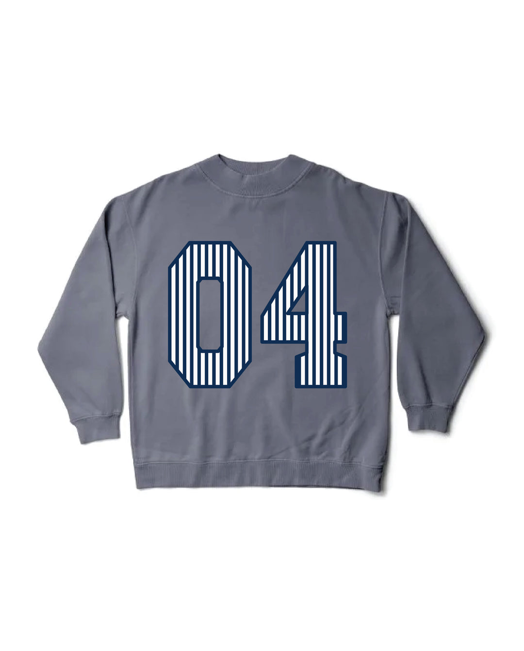 Striped Est Year Mock Neck Sorority Crewneck