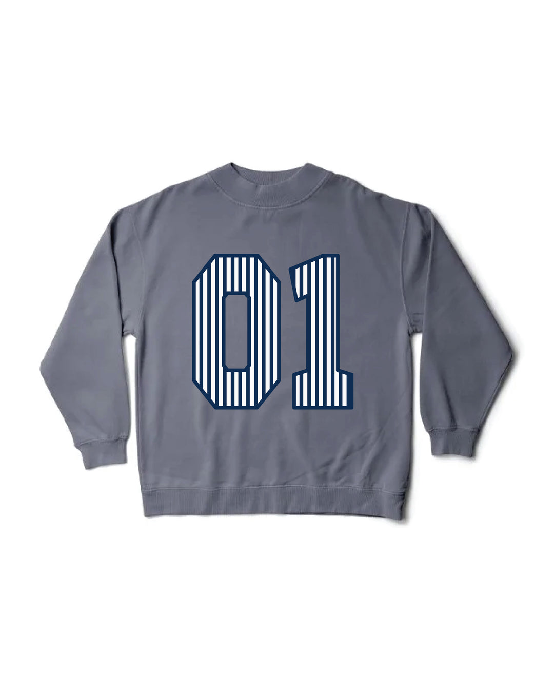 Striped Est Year Mock Neck Sorority Crewneck