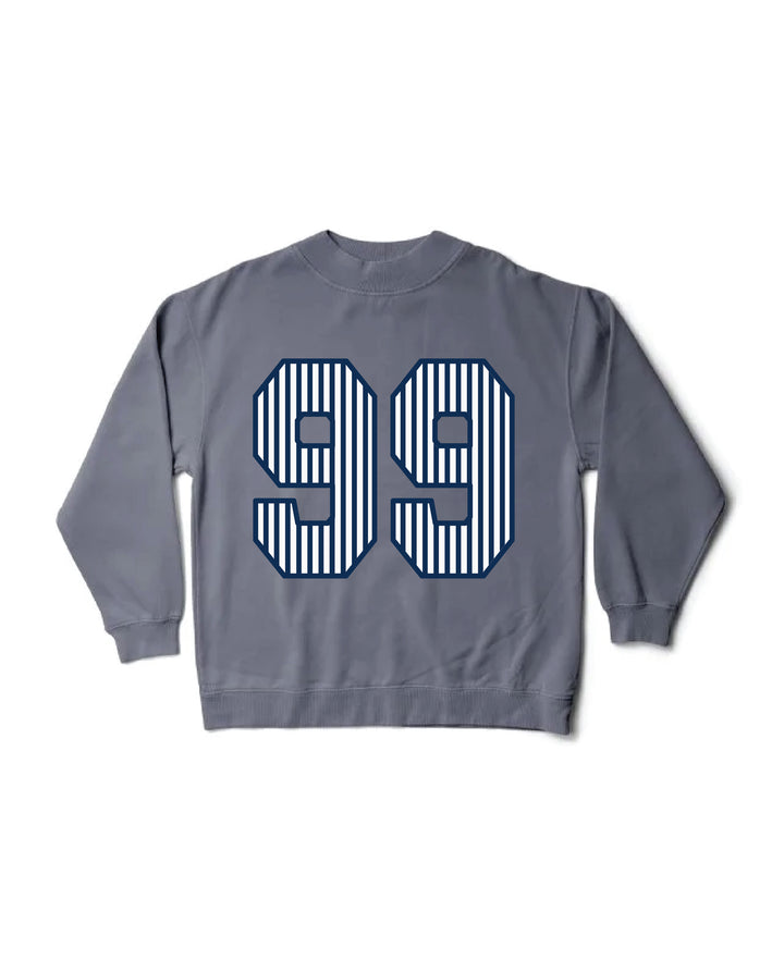 Striped Est Year Mock Neck Sorority Crewneck