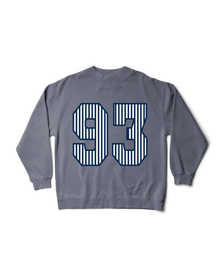 Striped Est Year Mock Neck Sorority Crewneck