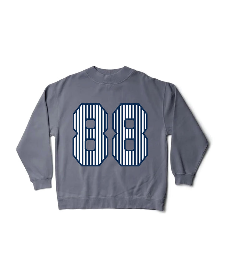 Striped Est Year Mock Neck Sorority Crewneck