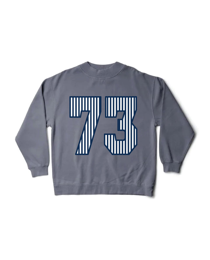 Striped Est Year Mock Neck Sorority Crewneck