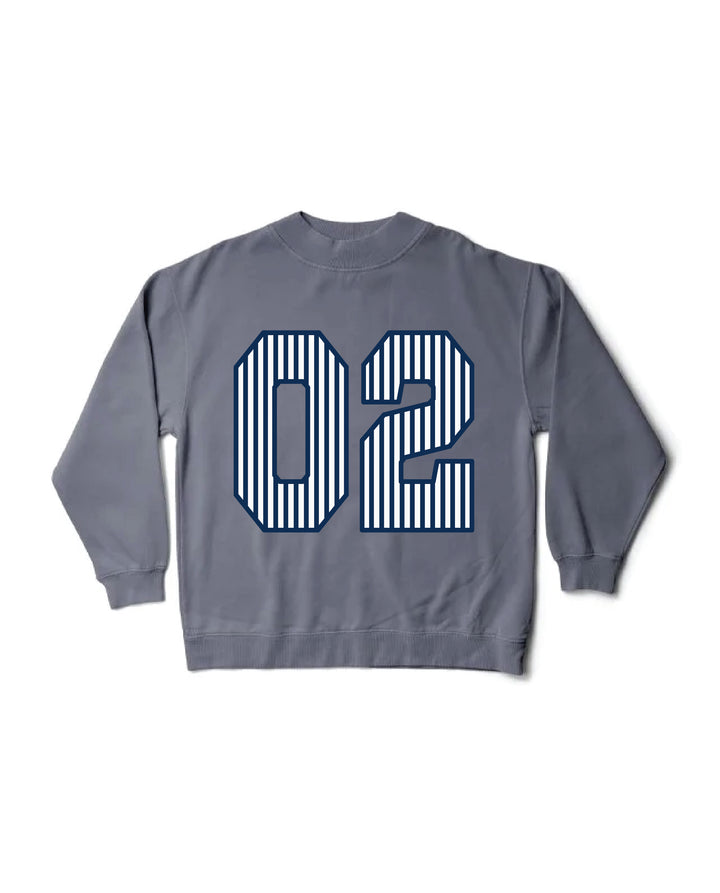 Striped Est Year Mock Neck Sorority Crewneck