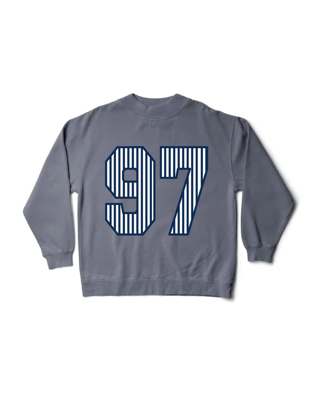Striped Est Year Mock Neck Sorority Crewneck