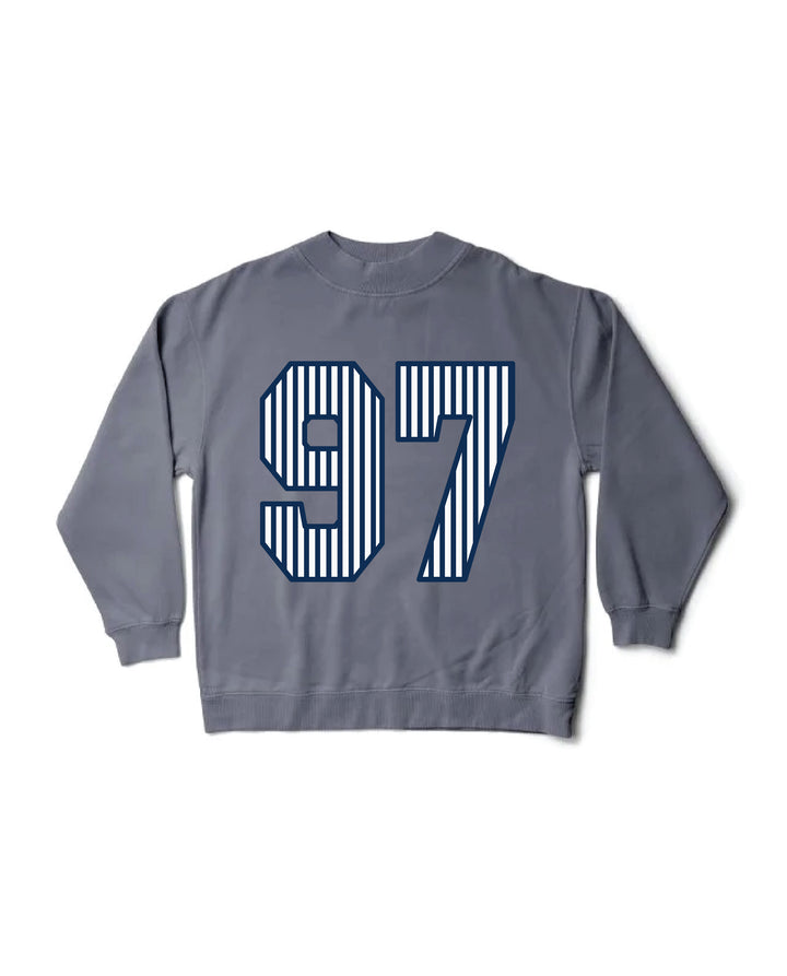 Striped Est Year Mock Neck Sorority Crewneck