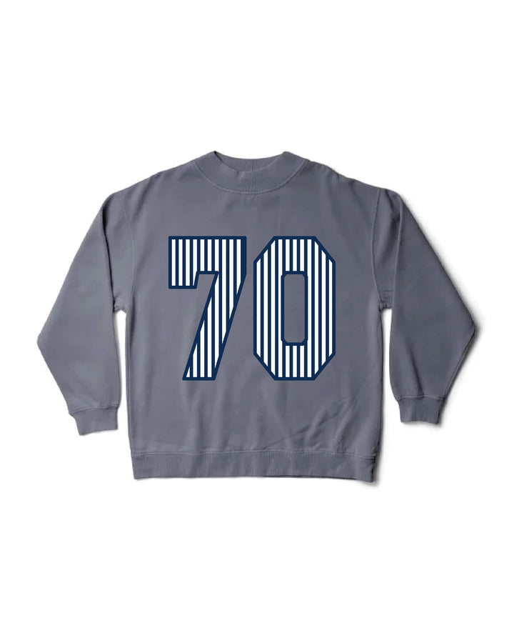 Striped Est Year Mock Neck Sorority Crewneck
