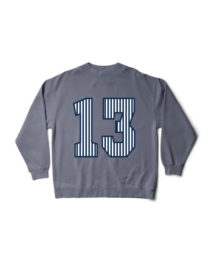Striped Est Year Mock Neck Sorority Crewneck
