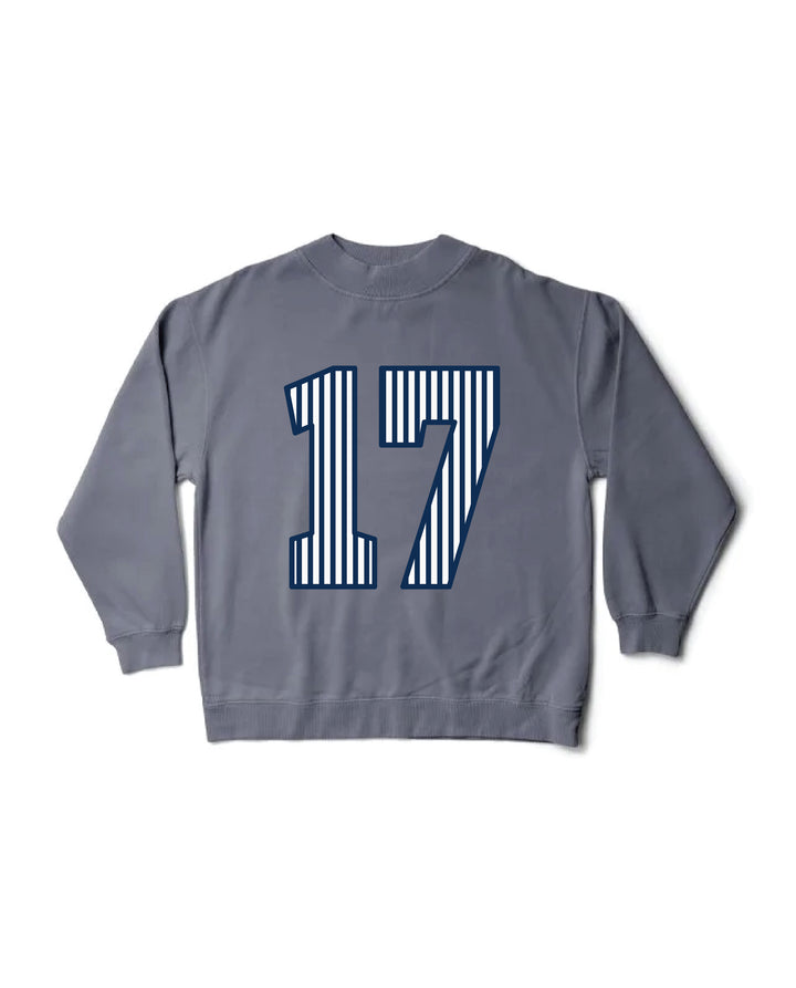 Striped Est Year Mock Neck Sorority Crewneck