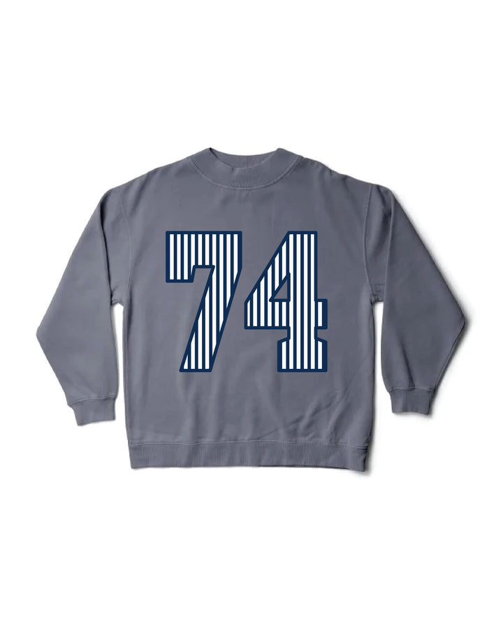 Striped Est Year Mock Neck Sorority Crewneck
