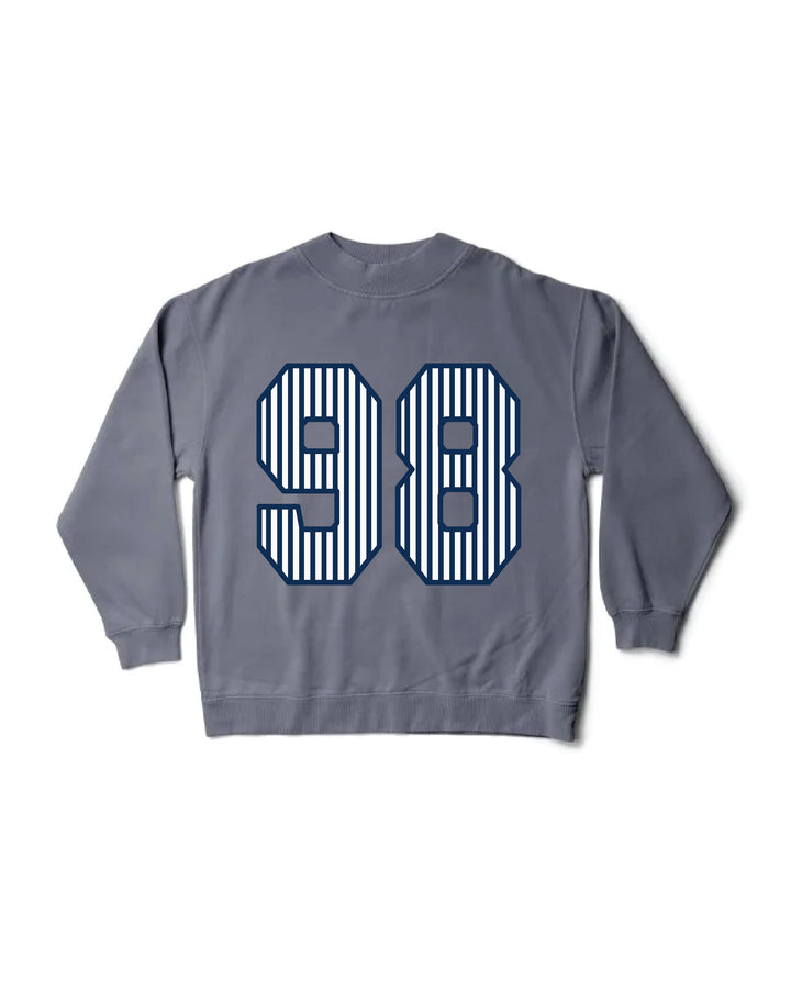 Striped Est Year Mock Neck Sorority Crewneck