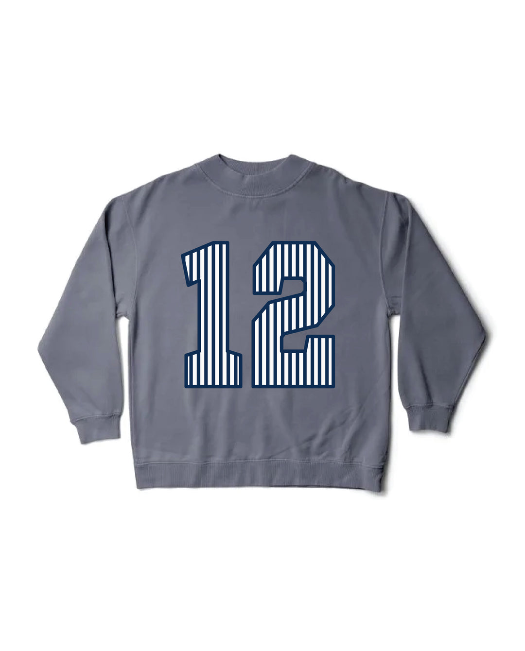 Striped Est Year Mock Neck Sorority Crewneck