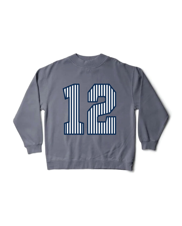 Striped Est Year Mock Neck Sorority Crewneck
