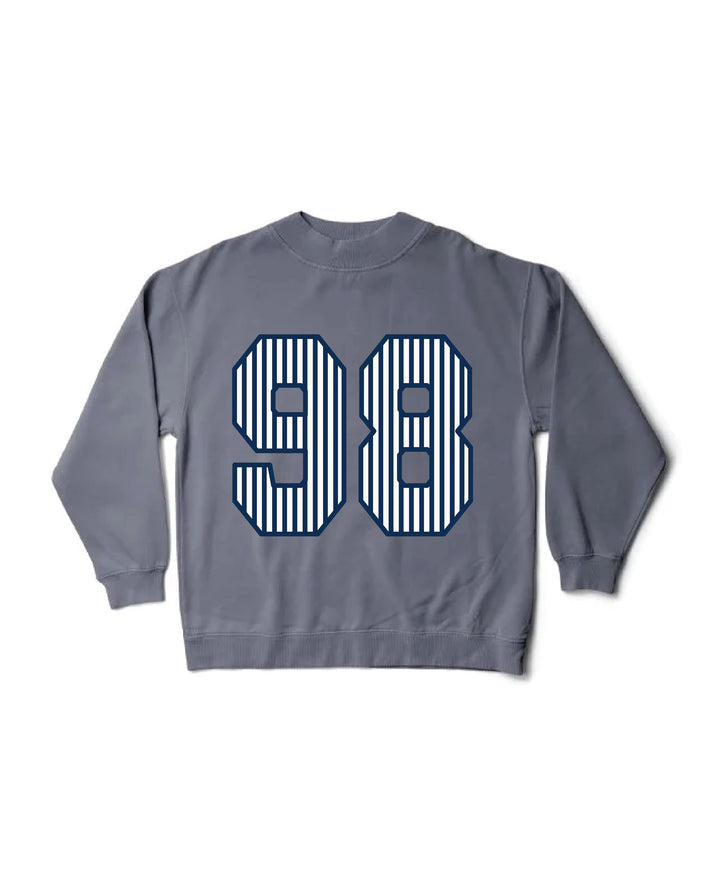 Striped Est Year Mock Neck Sorority Crewneck