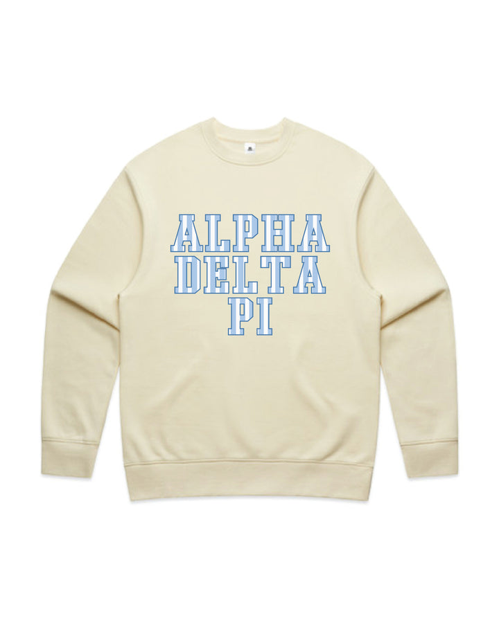 Striped Letters Heavy Weight Butter Sorority Crewneck