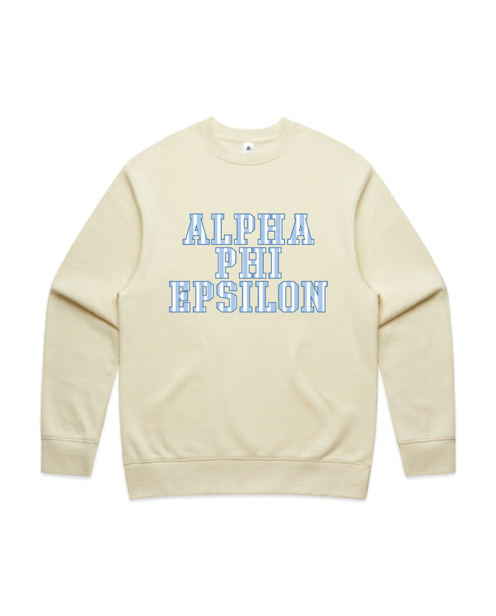 Striped Letters Heavy Weight Butter Sorority Crewneck